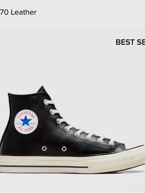 Converse Black High Top Leather Sneakers with White Accents - NWT, never worn ⭐️